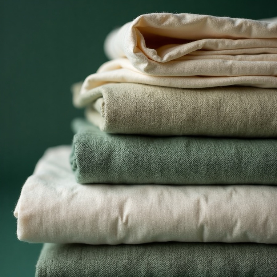 Natural linen and cotton fabric folds showing weave texture