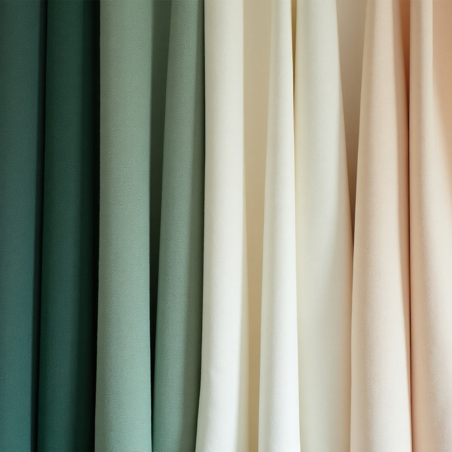 Three harmonious fabric swatches with matching thread and zipper